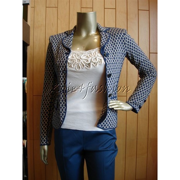 $3150 New GIORGIO ARMANI Blue Lattice Pattern Cashmere Sweater Jacket 6 - Picture 3 of 5